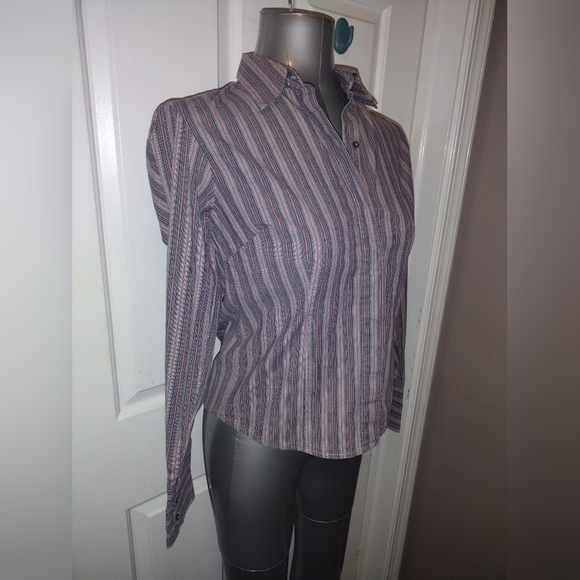 Express Pink & Grey Long Sleeve Button Up Sz 8 - Picture 2 of 6
